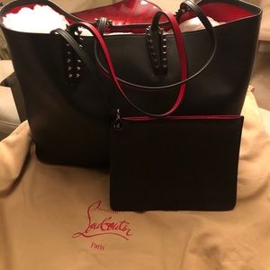 NWOT Christian Louboutin Black Leather Tote Bag,